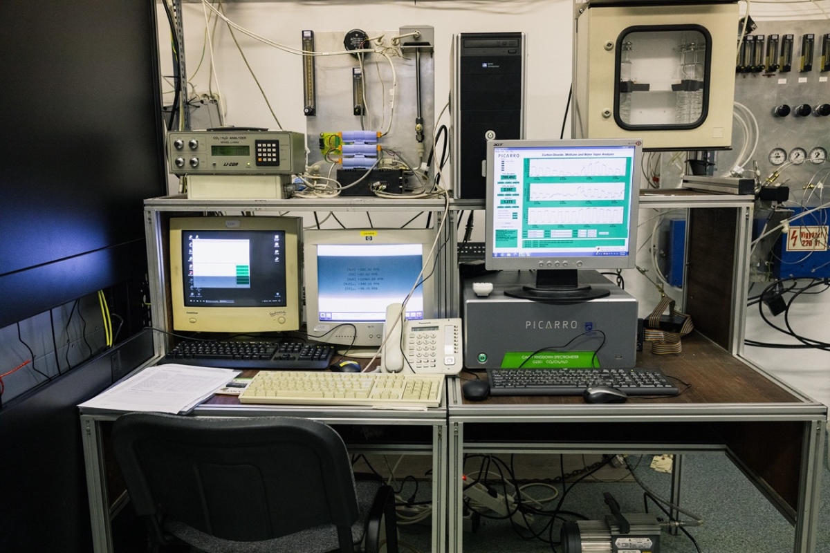 computers and instruments inside the station