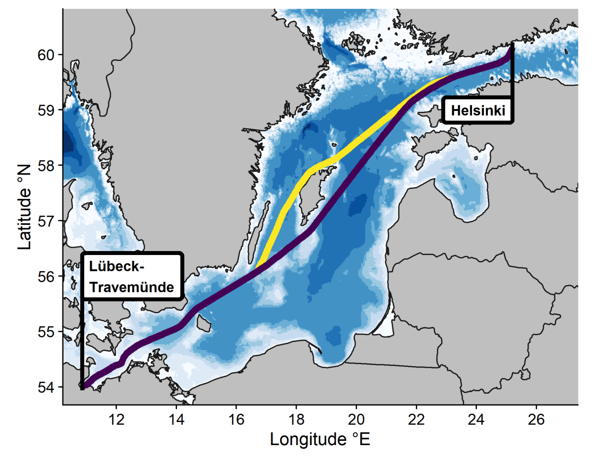 Route of Finnmaid station from Germany to Finland