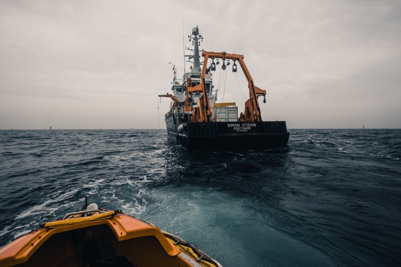 Simon Stevin research vessel at sea in Belgium 